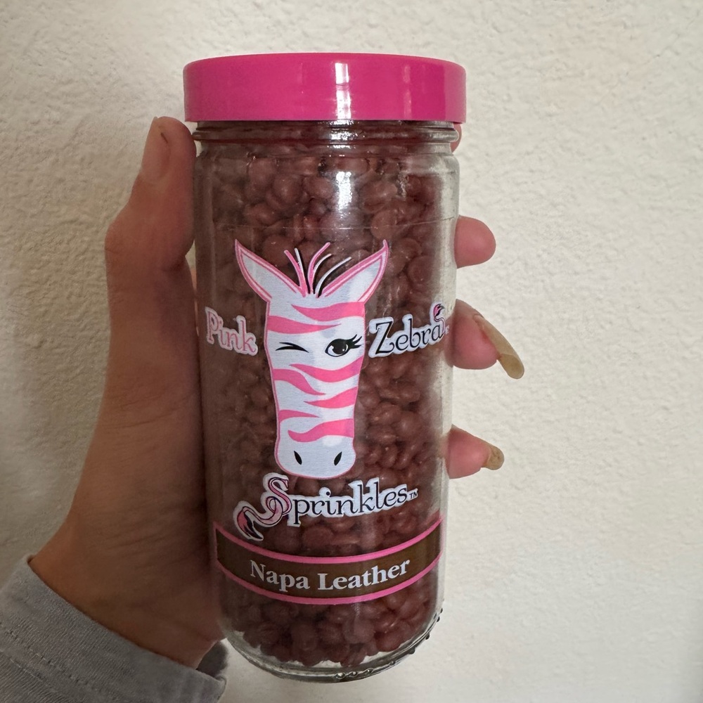Pink Zebra Napa Leather Sprinkles with Pink Lid